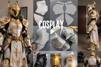 make custom eva foam cosplay costumes, wearable armor, props and helmets