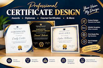 design professional certificates, awards, diplomas and appreciation certificates
