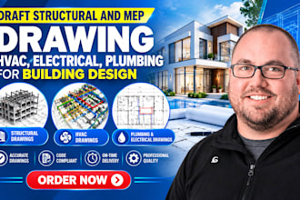 draft structural and mep drawing, hvac, electrical, plumbing for building design