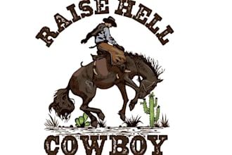 create a vintage cowboy horse logo with retro western lettering