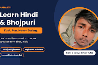 teach you spoken hindi and bhojpuri live on zoom