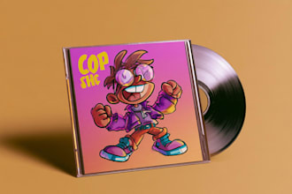 craft a paper cut collage cartoon album  cover with handmade texture