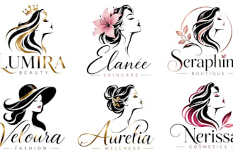 design a professional feminine, beauty, elegant, female woman silhouette logo