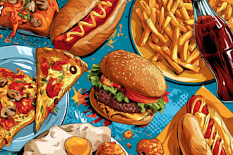 create retro food pop art illustration