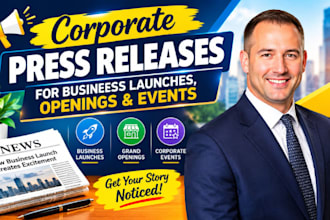 write corporate press releases for business launches, openings and events