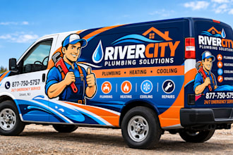do plumber van wrap design plumbing service vehicle branding print ready graphic