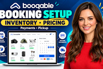 booqable booking setup, inventory, availability, payment, rental pricing, pickup