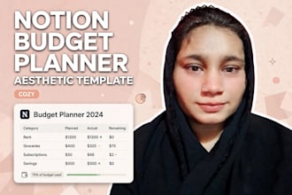 create cozy aesthetic notion budget planner and finance tracker
