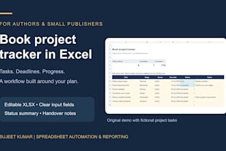 build an excel book project tracker for authors