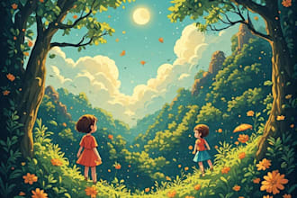 drew  paint colourful children book illustrations