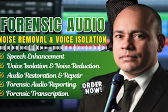 do forensic audio enhancement, noise removal, and voice isolation