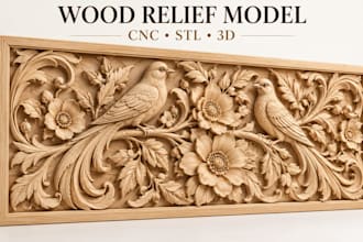 create cnc wood carving relief panels, detailed 3d models in blender fusion 360