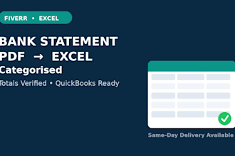 convert bank statement PDF to excel or CSV, categorised and verified