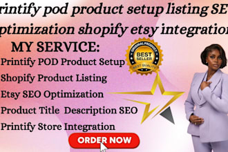 printify pod product setup listing SEO optimization shopify etsy integration
