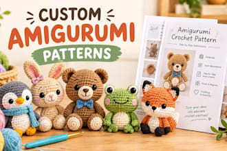 design custom amigurumi crochet patterns for toys and dolls