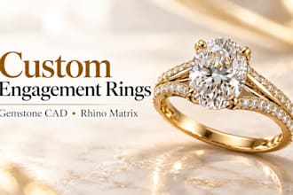 design custom engagement rings, germstone jewelry cad for casting, rhino matrix