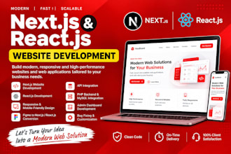 develop a modern next js or react js website