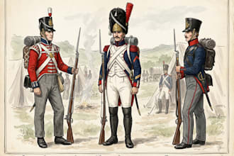 draw historical military illustrations, soldiers and uniform