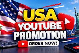 do USA youtube promotion, USA channel promotion, to USA active audience