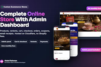 build a custom ecommerce website online store with admin panel