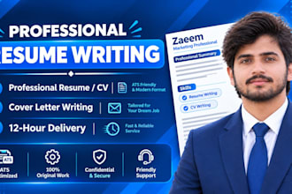 write professional resume, tech CV writing and cover letter in 12 hour