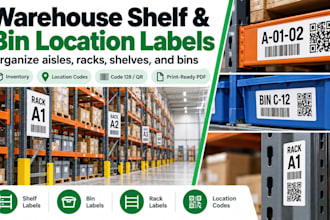 design warehouse shelf and bin location labels for inventory