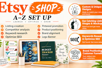 do etsy SEO, etsy listing optimization for etsy digital products and shop setup