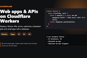 build or deploy your web app, api or site on cloudflare workers