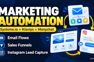 set up email marketing sales funnels and manychat automation