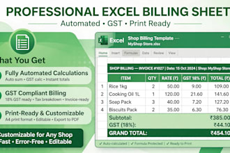 create professional excel billing sheet attendance sheet