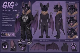 create a furry character reference sheet for your fursona
