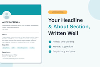 write your linkedin headline and about section