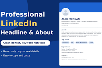 write your linkedin headline and about section