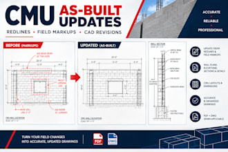 update cmu as built drawings from redlines and field markups