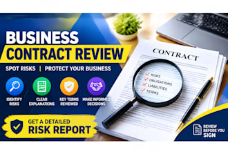 review your business contracts and provide a detailed document risk report