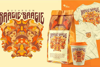 design vintage retro logo with hand drawn illustration