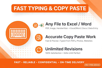 do fast and accurate copy paste data entry and typing work