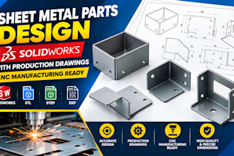 design sheet metal parts solidworks with production drawing cnc manufacturing
