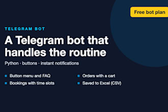 build a custom telegram bot in python for orders, bookings and faqs