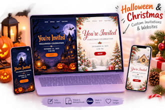design halloween,christmas,save the date and party invitation in canva