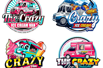 design custom and elegant ice creame van logo for your brands