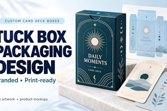 design custom tuck box packaging and print ready card deck boxes dieline in 24hr