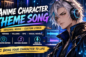 sing an original anime character theme song, game character for your rpg song