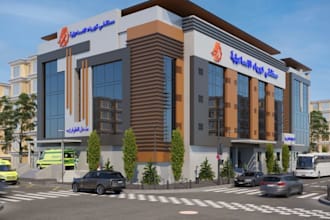 construct 3d hospital building, interior patient room, reception areas, vr video