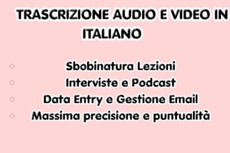 provide high quality audio or video transcription in italian