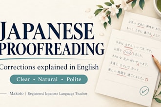 proofread your japanese and explain corrections in english
