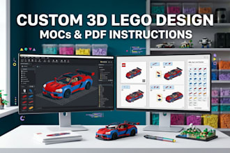 do custom 3d lego design, lego moc, and instruction