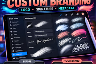 customize procreate brushes metadata with your logo and brand name