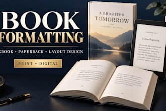 book formatting, ebook formatting, paperback formatting and layout design
