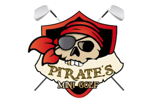 design pirate mini golf eat drink play logo